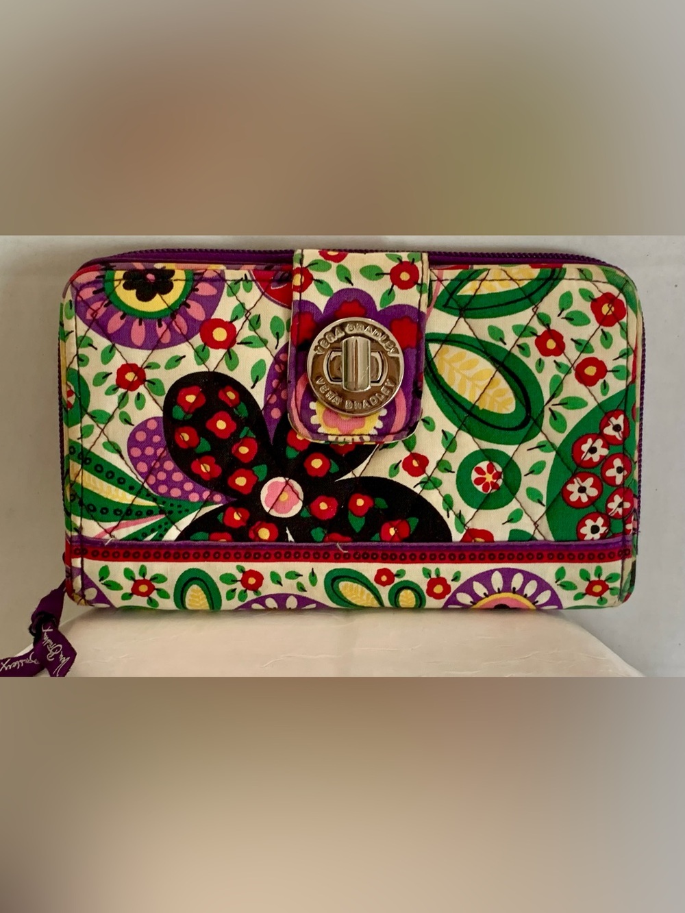 Vera Bradley Quilt Fabric Turnlock Wallet